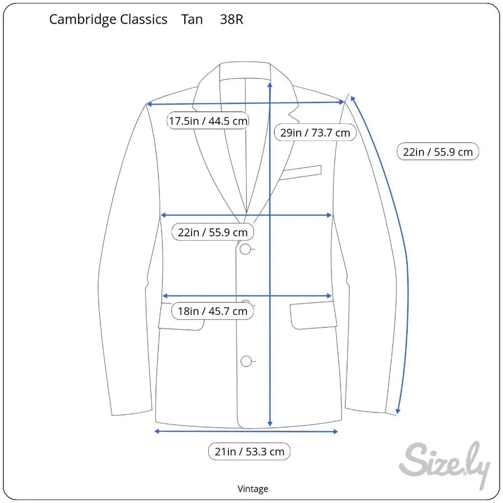 Cambridge Classics Mervyns Vintage Tan Corduroy Blazer Jacket 38R Leather Button